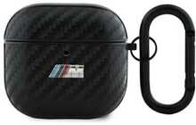 Kõrvaklappide ümbris BMW BMA4CMPUCA AirPods 4, must, PU Carbon M Collection