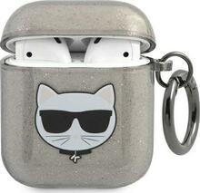 Kõrvaklappide ümbris Karl Lagerfeld KLA2UCHGK AirPods 1/2, must, Glitter Choupette