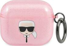Kõrvaklappide ümbris Karl Lagerfeld KLA3UKHGP Apple AirPods 3, roosa, Glitter Karl's Head