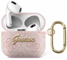 Kõrvaklappide ümbris Guess GUA34GSMP AirPods 3, 4G Script Metal Collection, roosa
