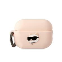 Kõrvaklappide ümbris Karl Lagerfeld KLAP2RUNCHP Apple AirPods Pro 2, silikoon, Choupette Head 3D, roosa