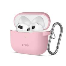 Kõrvaklappide ümbris Tech-Protect Apple AirPods 3, silikoonist konksuga, roosa