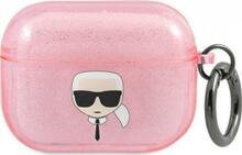 Kõrvaklappide ümbris Karl Lagerfeld KLAPUKHGP Apple AirPods Pro, Glitter Karl's Head, roosa
