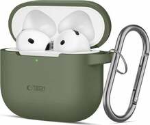 Kõrvaklappide ümbris Tech-Protect AirPods 4, 370085, silikoonist konksuga, roheline