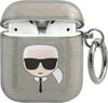 Kõrvaklappide ümbris Karl Lagerfeld KLA2UKHGK Apple AirPods 1/2, Glitter Karl's Head, must
