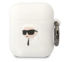 Kõrvaklappide ümbris Karl Lagerfeld KLA2RUNIKH Apple AirPods 1/2, silikoon Karl Head 3D, valge