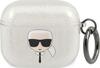 Kõrvaklappide ümbris Karl Lagerfeld KLA3UKHGS Apple AirPods 3, Glitter Karl's Head, hõbe