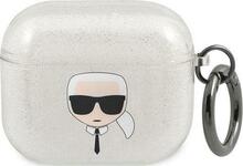 Kõrvaklappide ümbris Karl Lagerfeld KLA3UKHGS Apple AirPods 3, Glitter Karl's Head, hõbe