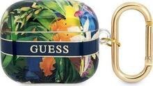 Kõrvaklappide ümbris Guess GUA3HHFLB Apple AirPods 3, sinine, Flower Strap Collection