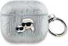 Kõrvaklappide ümbris Karl Lagerfeld AirPods Pro 2, PU Embossed Karl and Choupette Heads, hõbe