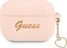 Kõrvaklappide ümbris Guess GUAPLSCHSP AirPods Pro, silikoon, Charm Heart Collection, roosa
