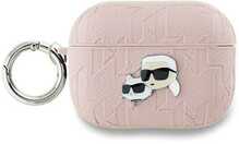 Kõrvaklappide ümbris Karl Lagerfeld KLAP2PGKCPP Apple AirPods Pro 2, Monogram Karl & Choupette Head, roosa