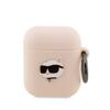 Kõrvaklappide ümbris Karl Lagerfeld KLA2RUNCHP AirPods 1/2, silikoon Choupette Head 3D, roosa