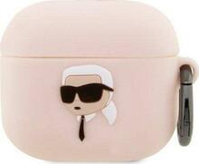 Kõrvaklappide ümbris Karl Lagerfeld KLA3RUNIKP Apple AirPods 3, silikoon, Karl Head 3D, roosa