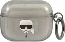 Kõrvaklappide ümbris Karl Lagerfeld KLAPUKHGK Apple AirPods Pro, Glitter Karl's Head, must