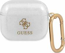 Kõrvaklappide ümbris Guess GUA3UCG4GT Apple AirPods 3, Transparent Glitter Collection, läbipaistev