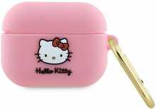 Kõrvaklappide ümbris Hello Kitty HKAP3DKHSP Apple AirPods Pro 1, silikoon 3D Kitty Head, roosa