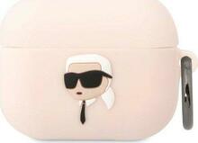 Kõrvaklappide ümbris Karl Lagerfeld KLAPRUNIKP Apple AirPods Pro, silikoon Karl Head 3D, roosa