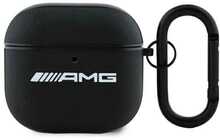 Kõrvaklappide ümbris Mercedes AMG AMA4SLWK AirPods 4, nahast, must valge logoga