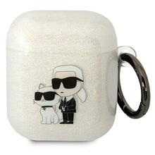 Kõrvaklappide ümbris Karl Lagerfeld KLA2HNKCTGT Apple AirPods 1/2, läbipaistev, sädelev Karl&Choupette