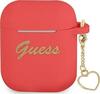 Kõrvaklappide ümbris Guess GUA2LSCHSR Apple AirPods 1/2 Silicone Charm Heart Collection, punane