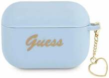 Kõrvaklappide ümbris Guess GUAPLSCHSB AirPods Pro, sinine, Silicone Charm Heart Collection