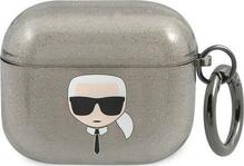 Kõrvaklappide ümbris Karl Lagerfeld KLA3UKHGK Apple AirPods 3, Glitter Karl's Head, must