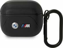 Kõrvaklappide ümbris BMW BMA322PVTK Apple AirPods 3, must, nahk, Curved Line