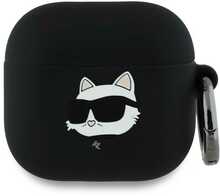 Kõrvaklappide ümbris Karl Lagerfeld KLA4RUNCHK AirPods 4, silikoon, Choupette Head 3D, must