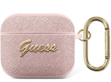 Kõrvaklappide ümbris Guess GUA3SASMP Apple AirPods 3, Saffiano Script Metal Collection, roosa