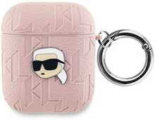 Kõrvaklappide ümbris Karl Lagerfeld KLA2PGKIPP Apple AirPods 1/2, Monogram Karl Head, roosa
