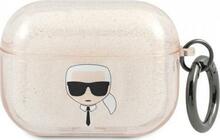 Kõrvaklappide ümbris Karl Lagerfeld KLD653GLD Apple AirPods Pro, Glitter Karl's Head, kuldne