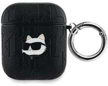Kõrvaklappide ümbris Karl Lagerfeld KLA2PGCHPK Apple AirPods 1/2, Monogram Choupette Head, must