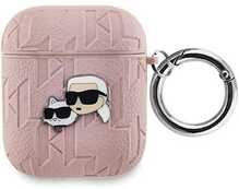 Kõrvaklappide ümbris Karl Lagerfeld KLA2PGKCPP Apple AirPods 1/2, Monogram Karl & Choupette Head, roosa