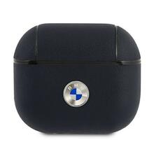 Kõrvaklappide ümbris BMW BMA3SSLNA Apple AirPods 3, naturaalne nahk, hõbedane logo, tumesinine