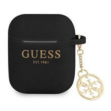 Kõrvaklappide ümbris Guess GUA2LSC4EK Apple AirPods 1/2, must, Silicone Charm 4G Collection