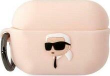 Kõrvaklappide ümbris Karl Lagerfeld KLAP2RUNIKP Apple AirPods Pro 2, silikoon Karl Head 3D, roosa