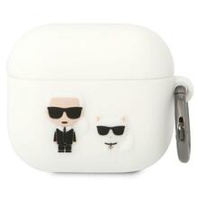 Kõrvaklappide ümbris Karl Lagerfeld KLACA3SILKCW Apple AirPods 3, silikoon, valge, Karl & Choupette