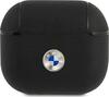 Kõrvaklappide ümbris BMW BMA3SSLBK Apple AirPods 3, naturaalne nahk, must, hõbedane logo
