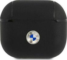 Kõrvaklappide ümbris BMW BMA3SSLBK Apple AirPods 3, naturaalne nahk, must, hõbedane logo