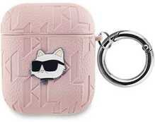 Kõrvaklappide ümbris Karl Lagerfeld KLA2PGCHPP Apple AirPods 1/2, Monogram Choupette Head, roosa