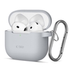 Kõrvaklappide ümbris Tech-Protect AirPods 4, 370061, silikoonist konksuga, hall