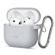 Kõrvaklappide ümbris Tech-Protect AirPods 4, 370061, silikoonist konksuga, hall
