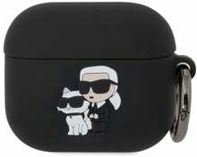 Kõrvaklappide ümbris Karl Lagerfeld 3D Logo NFT Karl and Choupette Apple AirPods 3, silikoon, must