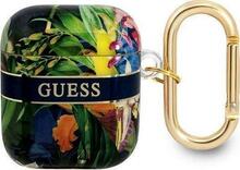 Kõrvaklappide ümbris Guess GUA2HHFLB Apple AirPods 1/2, sinine, Flower Strap Collection