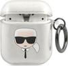 Kõrvaklappide ümbris Karl Lagerfeld KLA2UKHGS Apple AirPods 1/2, hõbe, Glitter Karl's Head