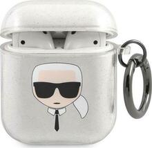 Kõrvaklappide ümbris Karl Lagerfeld KLA2UKHGS Apple AirPods 1/2, hõbe, Glitter Karl's Head