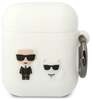 Kõrvaklappide ümbris Karl Lagerfeld KLACA2SILKCW AirPods 1/2, silikoon, valge, Karl & Choupette