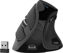 Juhtmevaba vertikaalne hiir Natec Euphonie Pro, Bluetooth, 2.4GHz, 4000 DPI, must, NMY-2291