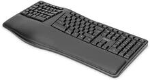 Klaviatuur Digitus Ergonomic, juhtmevaba, 2,4 GHz, must